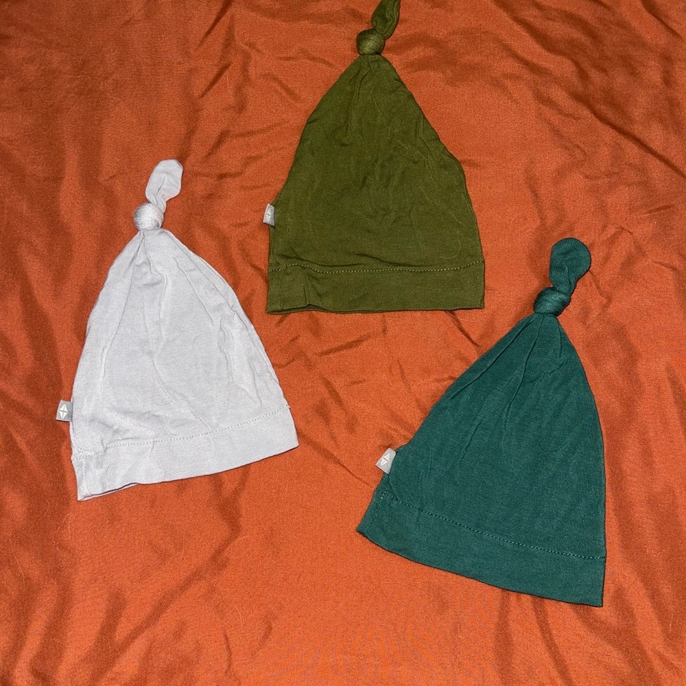 Kyte BABY Knotted Beanie Trio - Forest, Gray, Olive